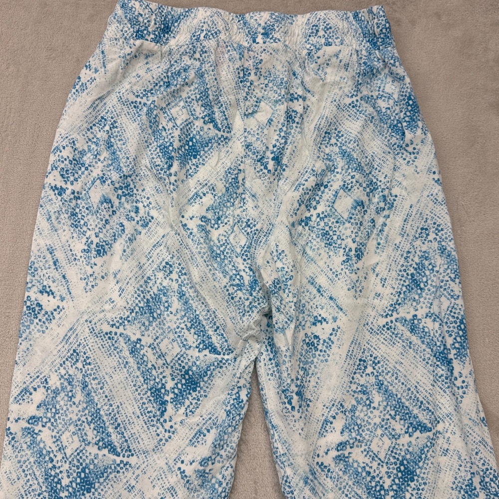 Hester & Orchard Wide Leg Pants Women Small Blue White Geometric Boho Chic Beach - Picture 10 of 11